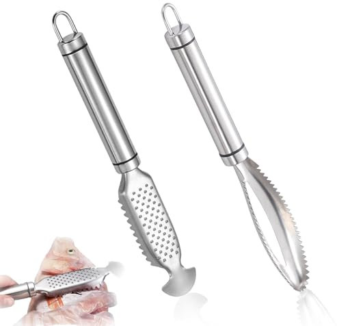 YALiya 2 Pezzi Squamatore Pesce, Squamatore for Pesce in Acciaio Inossidabile, Raschietto Pesce Pulizia Pesce, Raschietto Pesce Pulizia Pesce, per Squame di Pesce più Veloci e Facili Rimuovere