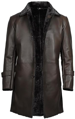 Blingsoul Stylish Mens Shearling Leather Coats | [1528305] Chandler Dark Brown, XL