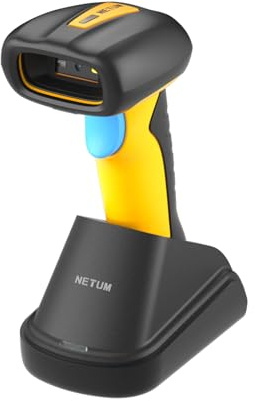 NETUM Upgraded QR Industrial Bluetooth Barcode Scanner with Charging Dock, Wireless 2D 1D Bar Code Reader 2600mAh Drop Protection Shock Dust Proof Hands Free for Windows Mac Android iOS (RD-1200)