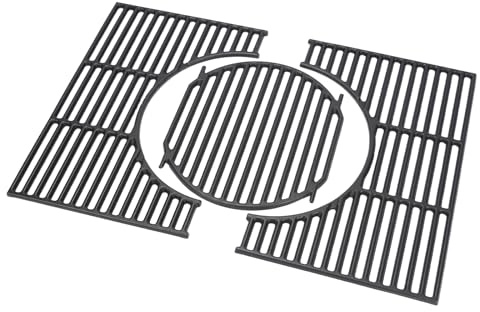 Denmay 44,5 x 60,6 cm gjutjärn grillgaller för Weber Spirit I & II 300-serien gasgrill (med främre brännknappar), grillgaller reservdelar för Spirit I & II E/S-310 320 330, gjutjärnsgrilltillbehör