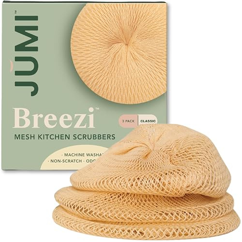 Dish Scrubber for Dishes – Breezi Layered Mesh Dish Cloth, 3-Pack, Non-Scratch, Multi-Purpose, Fast-Drying, Odor-Free, Scrubbies for Dishes. Kitchen Sponges, Sponges Kitchen, Dish Sponge Alternative
