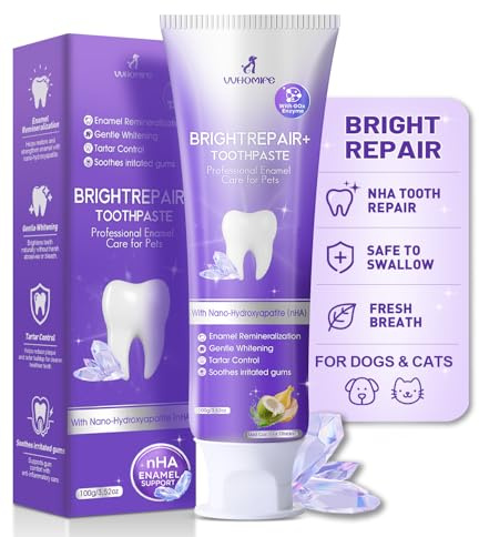6% nHA Pet Dual-Enzymatic Toothpaste, Sensitive Teeth Care for Dogs & Cats, Remineralizes Enamel & Repairs Early Cavities, Plaque Control & Fresh Breath, Safe to Swallow, 3.52oz