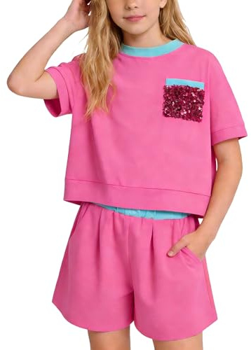 Latnnut Kid Toddler Girl's Loose Super Soft Short Sleeve T-Shirt and Waist Shorts Set 2 Piece Clothing for Summer Cute Clothes for Girls 5-6 Girl Beach Outfits