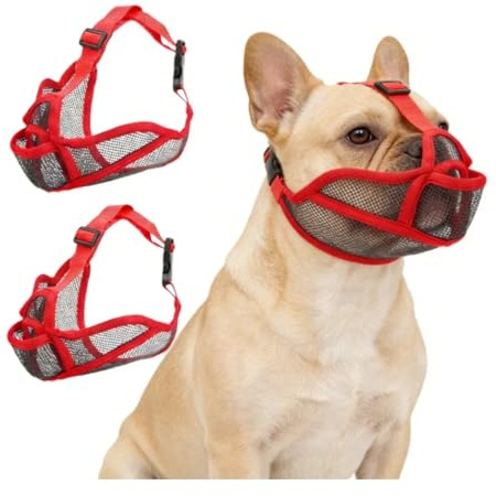 Chesoon 2 st hundnos luftnät lätt säker stängning förhindrar tuggning trimning promenader utomhus medium liten hund röd XS