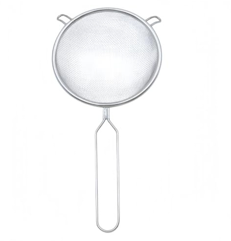 SYLEN Tamiz de harina de acero inoxidable para hornear malla fina, multiusos, herramienta de colador de cocina, 14 cm