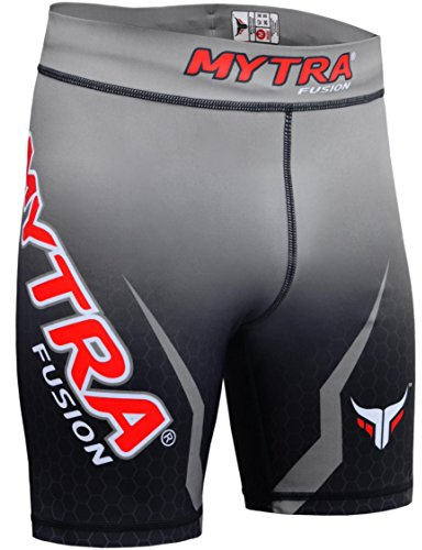 Mytra Fusion Tudo Shorts Compression Shorts MMA Thermal Compression Shorts (Black/Grey, Medium)
