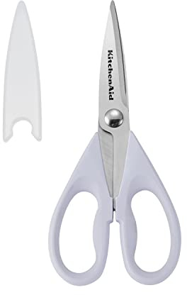 KitchenAid All Purpose Kitchen Shears with Protective Sheath Durable Stainless Steel Scissors, Dishwasher Safe, Soft Grip Comfort Handle, 8.72 Inch, Lavendar Cream
