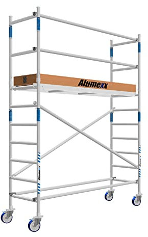Alumexx SLS Rollgerüst - Fahrgerüst -Zimmerfahrgerüst (4,3 m Arbeitshöhe) - Gerüst - Alugerüst - Aluminiumgerüst - Baugerüst - Fahrgerüst - Rollgerüst - Malergerüst