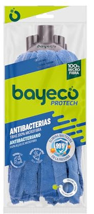 Bayeco - Copptech Antibacterias Suelos Protegidos - Fregona de Tiras 100% Microfibras - Elimina el 99,9% de bacterias y hongos en la fregona - Gran capacidad de absorción - 1 unidad