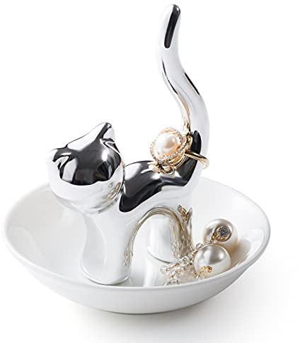Cute Ring Holder Dish Ring Stand, Cat Themed Birthday Gifts for Women