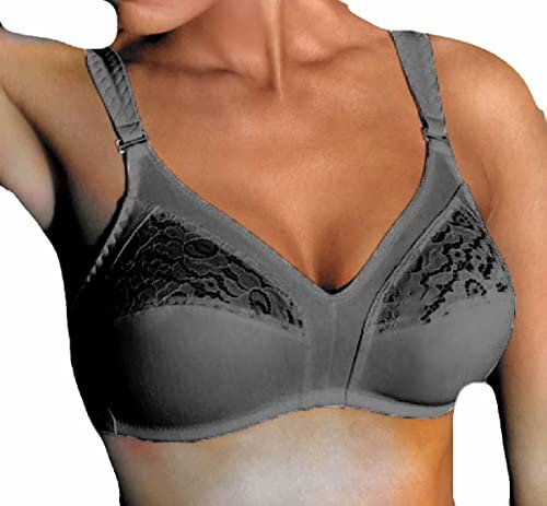 GIOS 1 Pezzo Reggiseno Donna 985 Morbido Pizzo Foderato con Inserti in Pizzo - Coppa B. Nero 5B