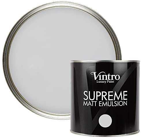 Vintro | Luxury Matt Emulsion | Smooth Chalky Finish | Multi Surface Paint | for Walls, Ceilings, Wood and Metal 2.5L (Light Grey - Bidston Grey, 2.5 Litre)