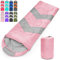 Tesmien Sleeping Bag for Adults & Kids 3-4 Season Warm Weather and Winter Lightweight, Waterproof for Teens, Men's Indoor & Outdoor Camping/Traveling/Hiking, Pink Grey