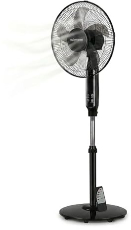 Wintem Ventilatore A Piantana Potente Da 40W Per Pavimento Pale Da 40 Cm Silenzioso Con Timer 7,5h 6 Velocità Oscillante Altezza e Inclinazione Regolabili E Telecomando per Controllo A Distanza