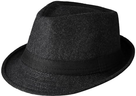 Cappello da uomo jazz cappello invernale Fedora cappello retrò britannico gentiluomo cappello classico bombetta cappello a bombetta a tesa corta per occasioni formali, Lana Grigio Scuro, Taglia unica