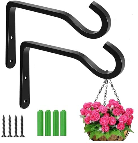 BOZHONG Växthållare blomampelhållare, 2 stycken vägghållare krokar, järn väggkrokar blomampel, vägghållare, krok, vägghållare för upphängning, plantering, fågelhus, lykta, krokhållare 15 cm