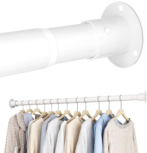 Aiitomg Asta Appendiabiti Estensibile, Barra Appendiabiti con Kit di Montaggio Incluso, Asta per Armadio Appendiabiti per Armadio e Guardaroba, Bianco, 45-68 cm (Diametro 25 mm)