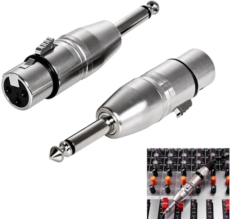 2 Pezzi Adattatore XLR Femmina a Jack, Adattatore XLR 6.35 mm Audio TRS Bilanciato, Connettore 3 Poli in Metallo per Mixer Microfoni Amplificatori Tastiere Chitarre Pianoforti Elettrici e Strumenti