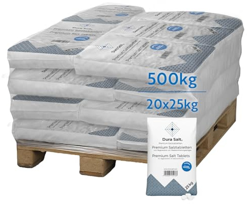 Dura Salt Salztabletten für Wasserenthärtungsanlagen - 500 kg Regeneriersalz - Premium Siedesalz Poolsalz nach DIN 973 Typ A