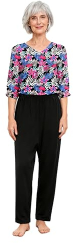 ranrann Femme Combinaison Imprimé Fleurie Pyjama Sanitaire Soin Grenouillère pour Personnes Âgées Alzheimer Incontinence Patient Fleur rose vif L