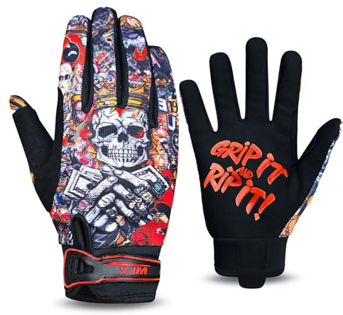 WFX Motorbike Gloves for Men & Women, Skeleton-Paw Cycling Gloves Breathable Touchscreen Dirt Bike Racing Gloves for ATV, MTB, BMX & Motocross Riding Racing, Bicycle