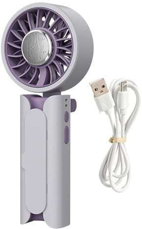 Genérico Ventilador de Mano, Recargable por USB, Ventilador Personal a Batería, Para Interior Exterior Senderismo Camping Playa Correr Casa Gimnasio Oficina