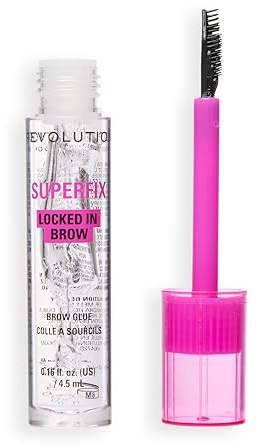 Revolution Superfix Colla per Sopracciglia Fissaggio 16h | Gel Trasparente per Sopracciglia Definite, Tenuta Flessibile con Caffeina e Peptidi, Vegan e Cruelty-Free, 4,5ml