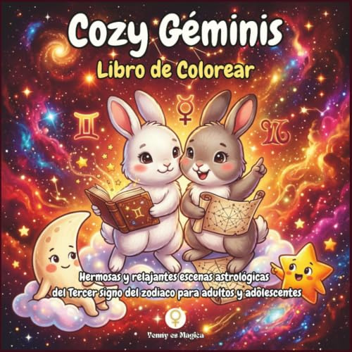 Cozy Géminis: Libro para colorear de Géminis: 44 escenas kawaii del signo de la comunicación y la curiosidad para adultos y adolescentes — ... del zodiaco para adultos y adolescentes)