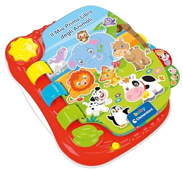 Baby Clementoni - Primo Libro degli Animali, Gioco Educativo Bambini 6-36 Mesi, Centro Attività Parlante Prima Infanzia per Imparare Numeri, Colori, Forme e Versi degli Animali, Lingua Italiana, 17190