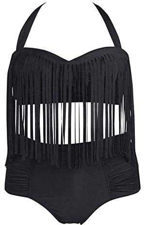 SAMGU Bikini de Flecos para Mujer de Cintura Alta con Borla con Flecos Y Tallas Grandes
