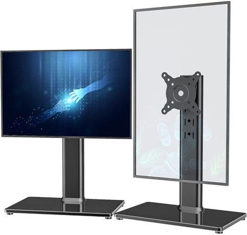 2 Pack Single LCD Computer Monitor Free-Standing Desk Stand Riser for 13 inch to 32 inch Screen with Swivel, Height Adjustable, Rotation, Holds One (1) Screen up to 35kgs