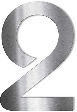 Metzler, numero civico in acciaio inox con filettatura posteriore e tasselli, argento spazzolato, 14 cm, scritta Bauhaus, resistente alle intemperie, facile da pulire, design moderno, effetto 3D