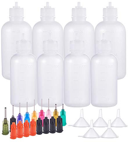 BENECREAT 8 PACK 50/100ml Mehrzweck DIY Präzisionsspitzen Applikatorflaschen Set, Ultrafeine Nadelspitzen Klebeapplikator Quetschflaschen für DIY Quilling, Hobbys mit Acrylfarben, Ölflasche