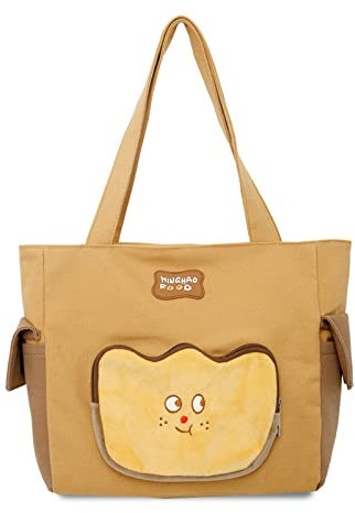 FANDARE Damen Handtasche Leinwand Henkeltasche Schultertasche Umhängetasche Frauen Schulterbeutel Shopper Tote Reise Schulterriemen Abendtasche Citytasche Multifunktionale Frauen Schultertasche Khaki