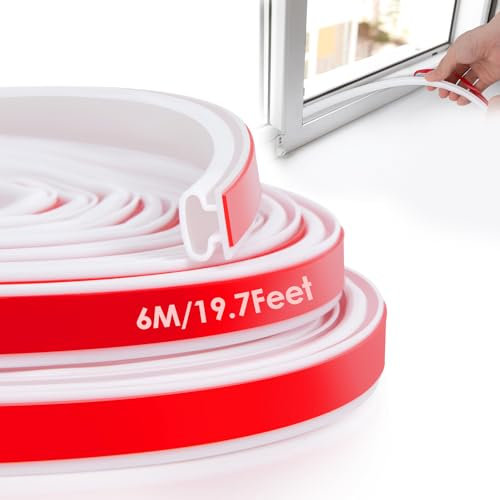 YOUSHARES Dichtungsband Selbstklebend Weiß 6M - Silikon Dichtung für Fenster/Tür, Fensterdichtung Türdichtung Türrahmen Abdichten, Door Seal, Isolierung Kälteschutz, Schalldämmung, Wasserdicht