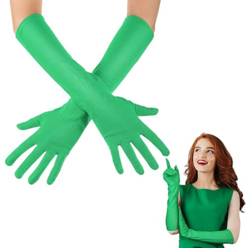 Boyiee Damen Lange Handschuhe Opernhandschuhe in Ellenbogenlänge 41 cm Party Hochzeit Handschuhe Elastische Kostümhandschuhe Abendhandschuhe für Karneval Irisches Fest St. Patrick Day Halloween