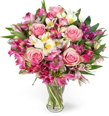 Peruvian Lily & Rose - Fresh Flowers - Birthday, Anniversary, Get Well, Thank You, Occasion Flower - Cut Floral Arrangement for Gifts, Weddings, Sympathy, Celebrations, Mothers day (Medium)