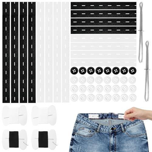 ZMDMAH 16 stycken byxjusterare, elastiskt set, byxlinning, snäva byxor, snäva gör byxförlängning byxknapp, förlängning, elastisk för byxor, jeans, kjol, kvinnor, män