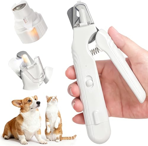 Motiilanco 2 in 1 Dog Nail Clippers & Dog Nail Grinder for Large Medium Small Dogs Cats Claw Trimmer with 2 LED Lights & Splash Guard, Ultra-Quiet, USB Rechargeable Pet Claw Care Grooming