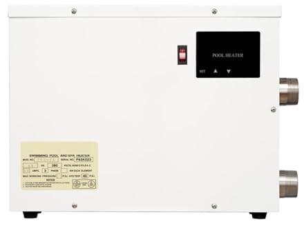 5,5-15KW poolvärmepump med digital pekskärm Inline elektrisk poolvärmare for spaavkoppling, badkar Effektiv uppvärmning(6KW)