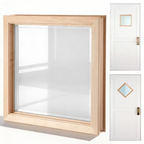 Blulu 1 Pcs,12 x 12 x 1 3/8 Inch Door Window Inserts with Glass Frame Kit