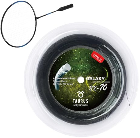 Rouleau de cordes de badminton – Fil de raquette très élastique, longue corde d'exercice | 200 m de long, 0,70 mm de diamètre, couleur visible claire, tension de 22 à 28 lbs pour sportifs