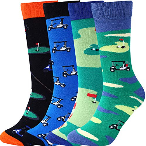 Jielucix - Calcetines de colores para hombre, divertidos, de algodón, para traje y negocios, 43 – 46 Color: dorado. 43-46