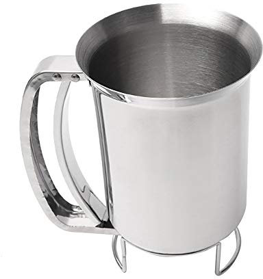 Ziyero Edelstahl Pfannkuchenteigspender Handheld Pancake Batter Dispenser Trichter Teig Backen Werkzeug Geeignet für moderne Haushaltsküchen, Konditoreien, Bäckereien, Saftläden usw（Silber）