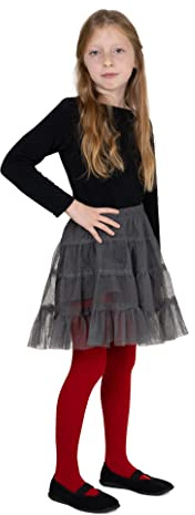 NOQ Collant spessi per ragazze Corina Plain 120 DEN Leggings con piedi caldi Kid Nursery Balletto Dance Class coprenti, Rosso 10/11 years