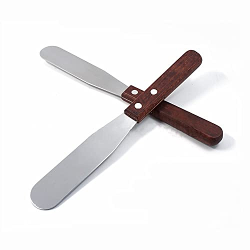 2 Stück 15,2 cm Edelstahl Kuchen Spatel Kuchen Dekorieren Spatel mit Holzgriff zum Verteilen von Käse, Käse