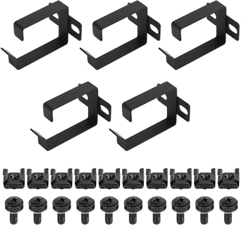 5 STK Kabelführungsbügel Serverschrank, 4,4 x 6 x 4,5cm Kabelmanagement Kabel-Führungsbügel, 19 Zoll Netzwerkschrank Kabelführung, Netzwerk-Schrank Rack Kabelführungen, mit 10 Schrauben & Muttern
