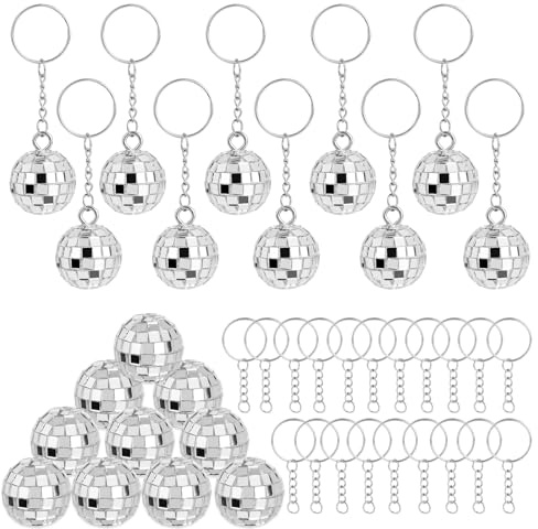 20 st fasetterad minikula nyckelring, 3 cm miniboll disco, nyckelring, 70-tal, silver, facetterad boll, nyckelring, discokula nyckelring till jul, party Deko