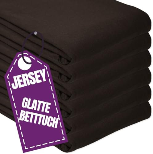 Jersey Glatte Bettlaken 140 x 200 cm ohne Gummizug Braun - Elastische, einfarbige Baumwolle Haustuch - Klassische Hotel Bettücher ohne Spanngummi Laken