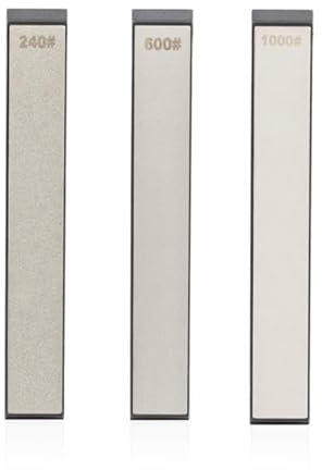 Juego de 7 piedras de afilar de diamante con base – 80#, 120#, 240#, 600#, 1000#, 2000#, 3000# para afilador profesional de cuchillos en ángulo fijo + 1 cuero